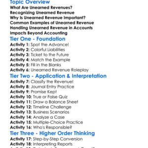 Unearned Revenues Worksheet Activity Booklet