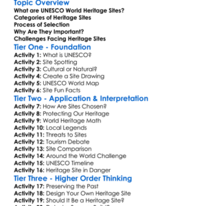 Unesco World Heritage Sites Worksheet Activity Booklet