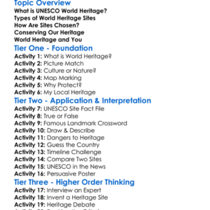 Unesco World Heritage Worksheet Activity Booklet