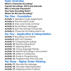Unicode And Character Encoding Worksheet Activity Booklet