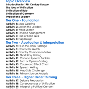 Unification Of Italy And Germany Worksheet Activity Booklet