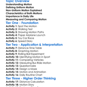 Uniform And Non-Uniform Motion Worksheet Activity Booklet