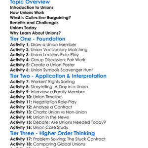 Unions And Collective Bargaining Worksheet Activity Booklet