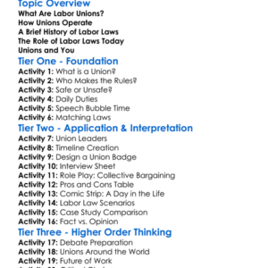 Unions And Labor Laws Worksheet Activity Booklet