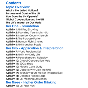 United Nations And Global Cooperation Worksheet Activity Booklet