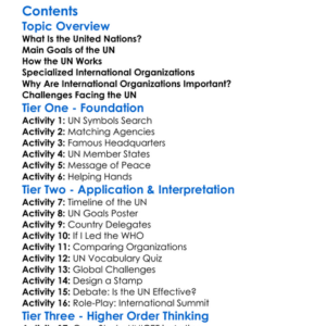 United Nations And International Organizations Worksheet Activity Booklet