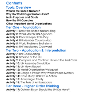 United Nations And World Organizations Worksheet Activity Booklet
