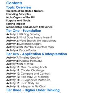 United Nations Formation And Purpose Worksheet Activity Booklet