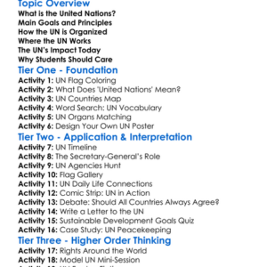 United Nations Worksheet Activity Booklet
