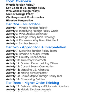 United States Foreign Policy Worksheet Activity Booklet