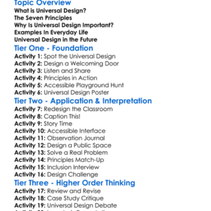 Universal Design Principles Worksheet Activity Booklet