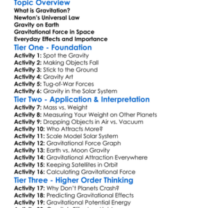 Universal Law Of Gravitation Worksheet Activity Booklet