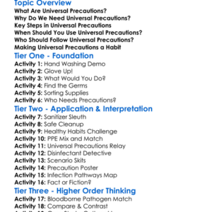 Universal Precautions Worksheet Activity Booklet