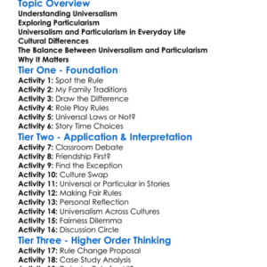 Universalism And Particularism Worksheet Activity Booklet