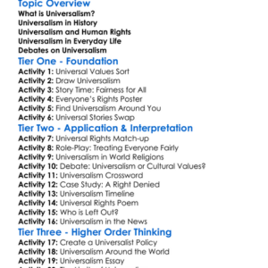 Universalism Worksheet Activity Booklet