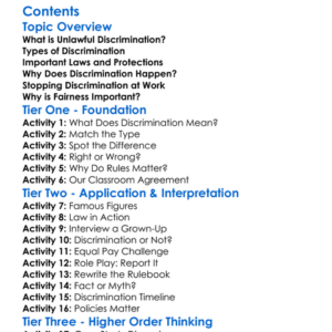 Unlawful Discrimination In Employment Worksheet Activity Booklet