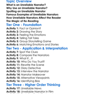 Unreliable Narrator Worksheet Activity Booklet