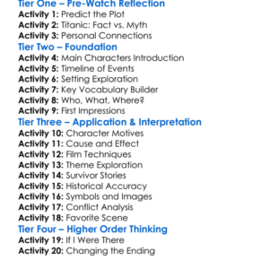 Unsinkable Titanic Untold 2024 Worksheet Activity Booklet