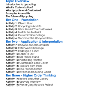 Upcycling And Customization Worksheet Activity Booklet