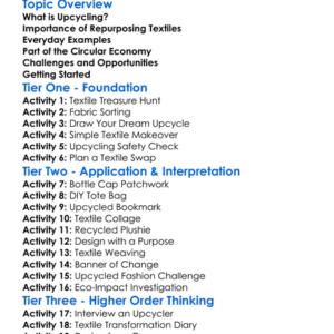 Upcycling And Repurposing Textiles Worksheet Activity Booklet