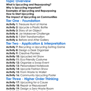 Upcycling And Repurposing Worksheet Activity Booklet