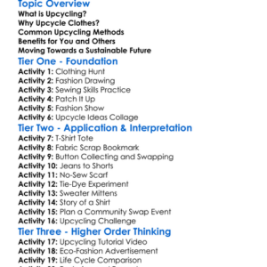 Upcycling Clothing Worksheet Activity Booklet