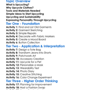 Upcycling Old Garments Worksheet Activity Booklet