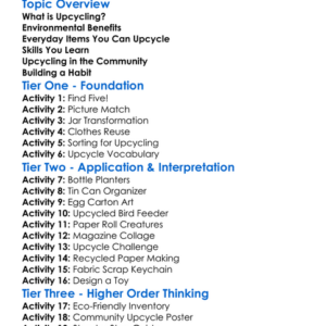 Upcycling Projects Worksheet Activity Booklet