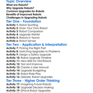 Upgrading And Improving Robots Worksheet Activity Booklet