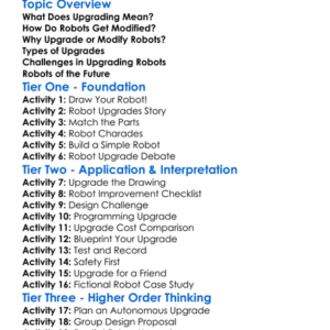 Upgrading And Modifying Robots Worksheet Activity Booklet