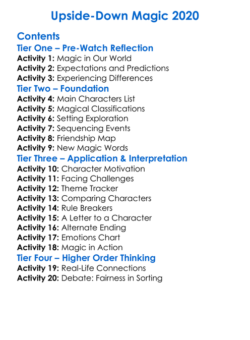 Upside-Down Magic 2020 Worksheet Activity Booklet