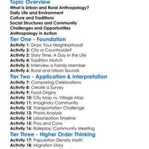 Urban And Rural Anthropology Worksheet Activity Booklet