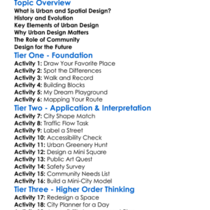 Urban And Spatial Design Worksheet Activity Booklet