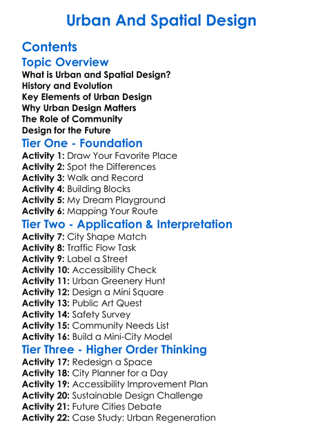 Urban And Spatial Design Worksheet Activity Booklet