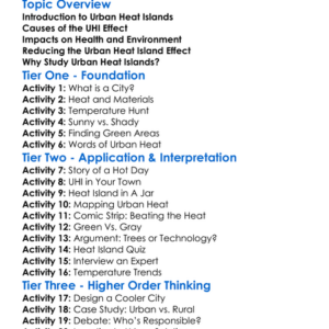 Urban Heat Island Effect Worksheet Activity Booklet