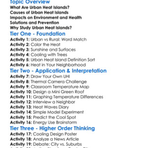 Urban Heat Islands Worksheet Activity Booklet