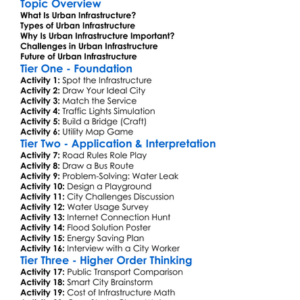 Urban Infrastructure Worksheet Activity Booklet