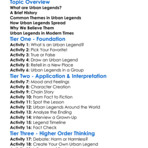 Urban Legends Worksheet Activity Booklet