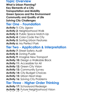 Urban Planning Basics Worksheet Activity Booklet