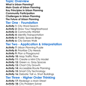 Urban Planning Principles Worksheet Activity Booklet