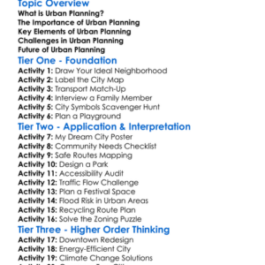 Urban Planning Worksheet Activity Booklet