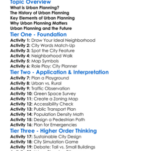 Urban Planning Worksheet Activity Booklet