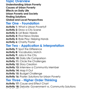 Urban Poverty Worksheet Activity Booklet