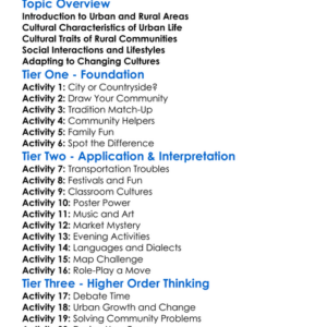 Urban Vs Rural Cultural Differences Worksheet Activity Booklet