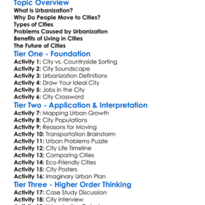 Urbanization And Cities Worksheet Activity Booklet