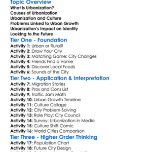 Urbanization And Cultural Shifts Worksheet Activity Booklet