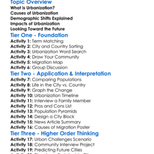 Urbanization And Demographic Shifts Worksheet Activity Booklet