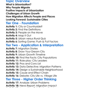 Urbanization And Migration Worksheet Activity Booklet