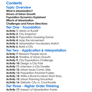 Urbanization And Population Dynamics Worksheet Activity Booklet