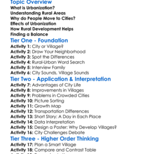 Urbanization And Rural Development Worksheet Activity Booklet
